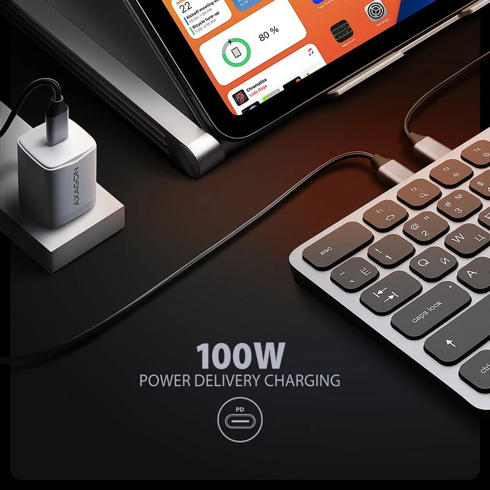 Tastierë AXAGON HMC-KB-CRL me hub USB-C 9-në-1, layout cirilik, 60cm, Gri Tastierë AXAGON HMC-KB-CRL me hub USB-C 9-në-1, layout cirilik, 60cm, Gri