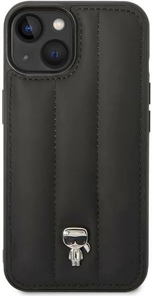 Mbështjellës Karl Lagerfeld KLHCP14MPSQPK për iPhone 14 Plus, hardcase, Puffy Ikonik Pin, e zezë