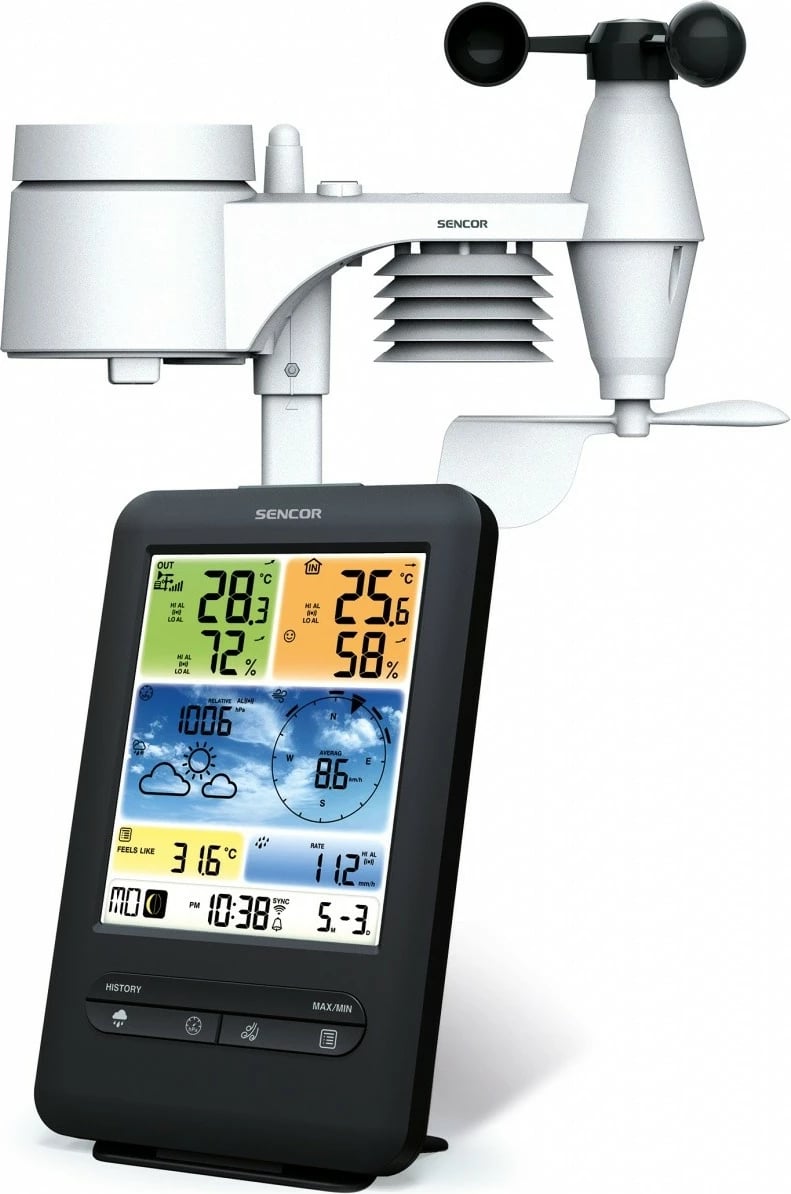 Stacion moti Sencor SWS 9898 PRO me WiFi, sensor 5-në-1, zi/bardhë