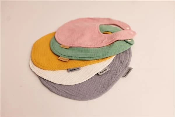 Përparëse bebe muslin, New Baby, 100% pambuk organik, 22x25 cm, gri