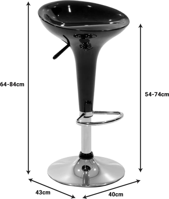 Karrige për bar Felice, e rregullueshme në lartësi, ngjyrë bardhë-krom, 40x43x84cm