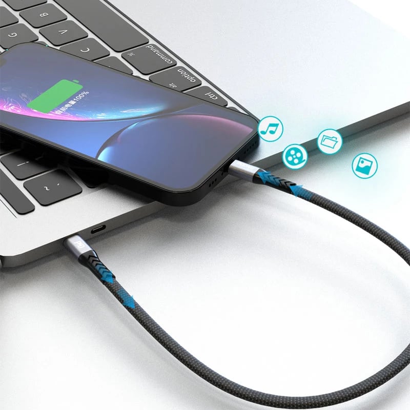 Kabllo Dudao L10P, USB-C në Lightning, 0.23m, PD 20W, e zezë