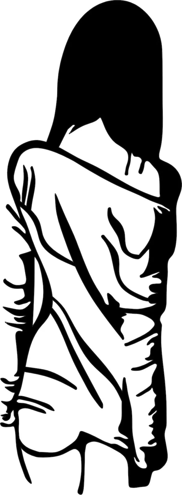 Aksesor dekorativ metalik për mur, grua me fustan të lirë, Wallity