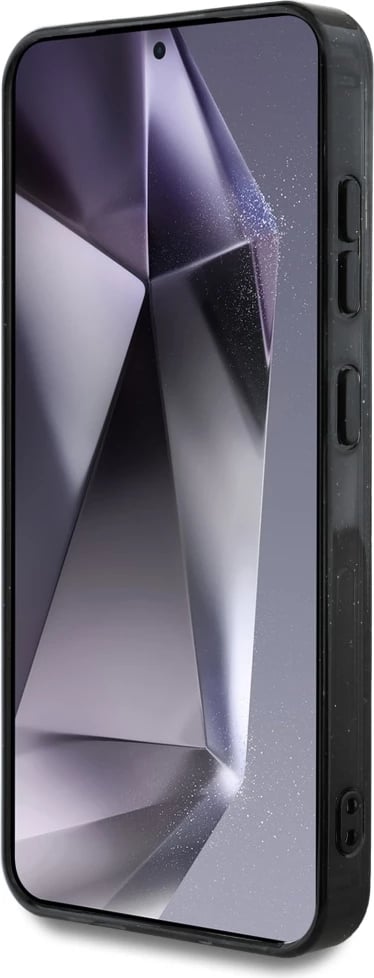 Mbështjellës Guess 4G Glitter Triangle Buttons MagSafe për Samsung Galaxy S25, i zi Mbështjellës Guess 4G Glitter Triangle Buttons MagSafe për Samsung Galaxy S25, i zi