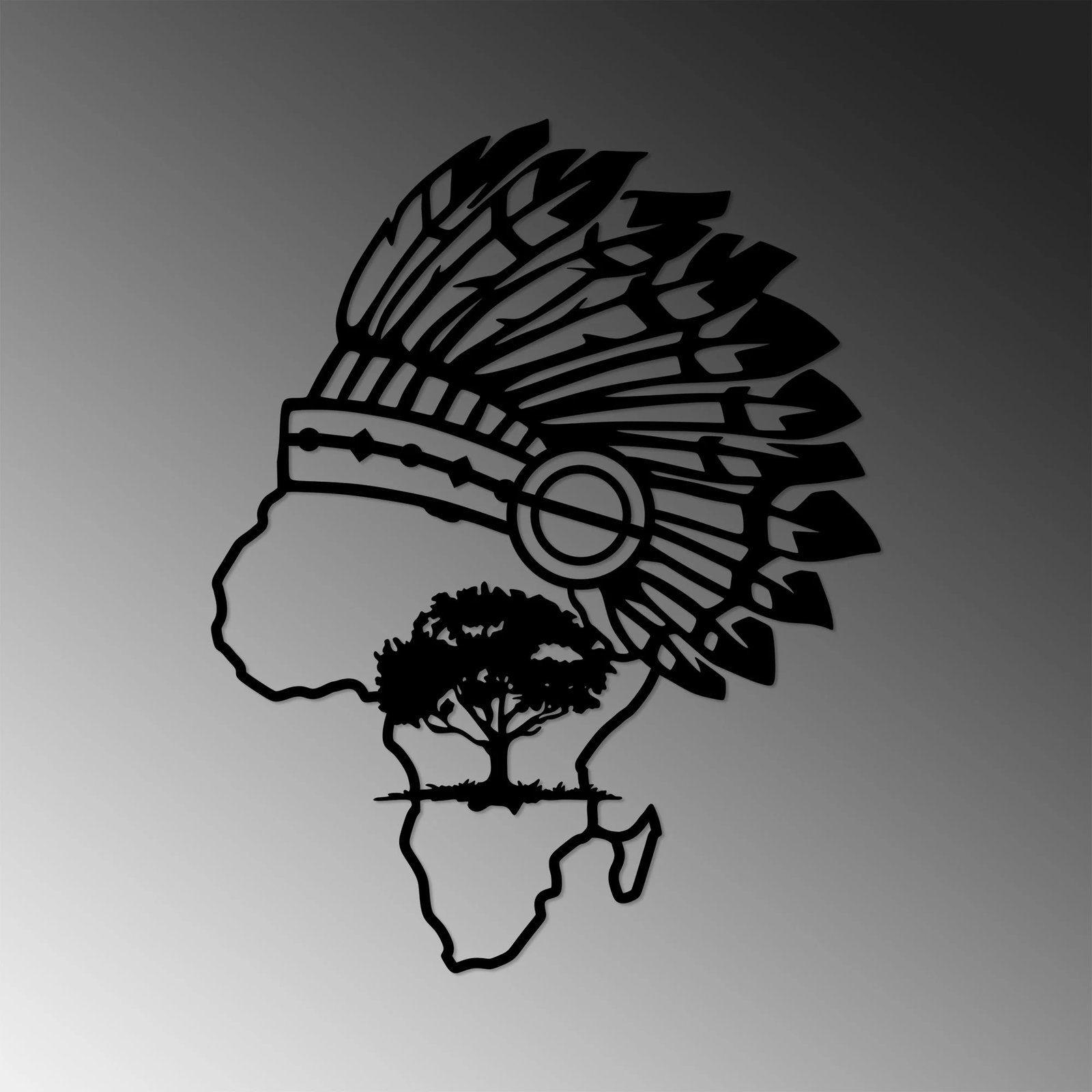 Aksesor dekorativ metalik për mur Wallity, afrikan, 55x70cm