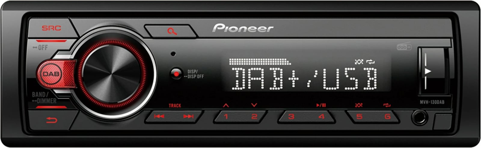 Radio veture Pioneer MVH-130DAB, DAB+, USB, e zezë