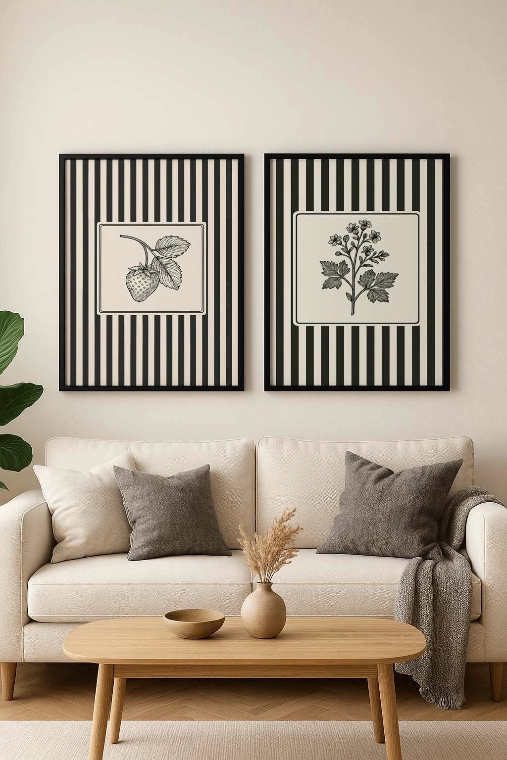 Pikturë dekorative me kornizë MDF (2 copë), Wallity, Czgl1-50 x 35