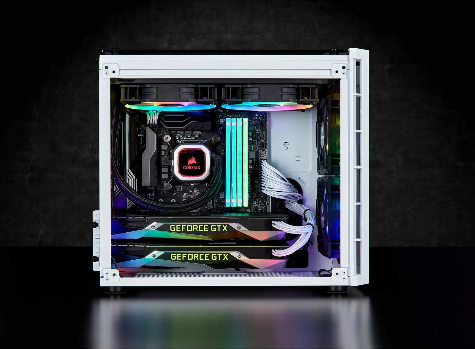 Kasë Corsair Crystal 280X, micro ATX, xham i temperuar, e bardhë Kasë Corsair Crystal 280X, micro ATX, xham i temperuar, e bardhë
