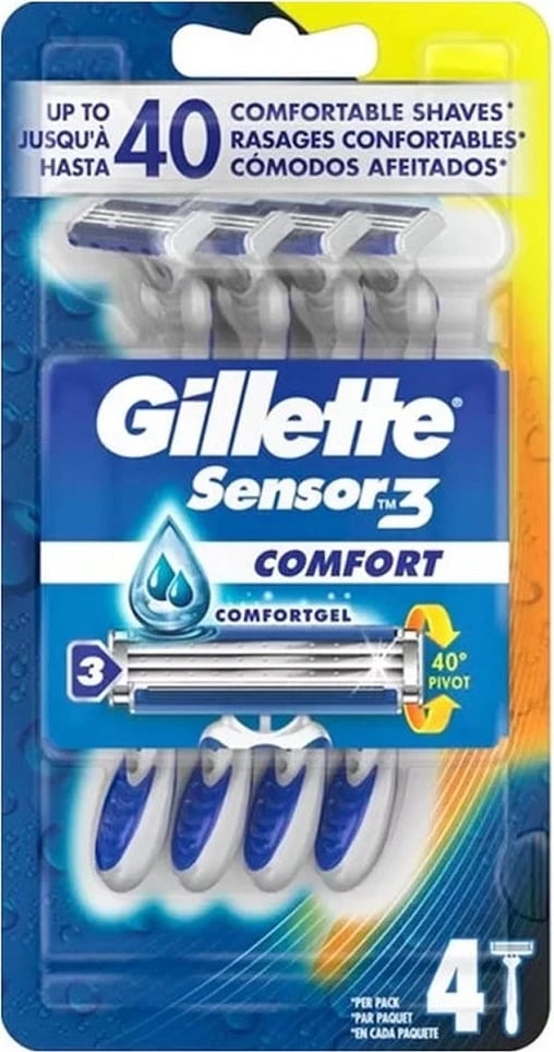 Rroje njëpërdorimshe për meshkuj Gillette Sensor3 Comfort 4 copë