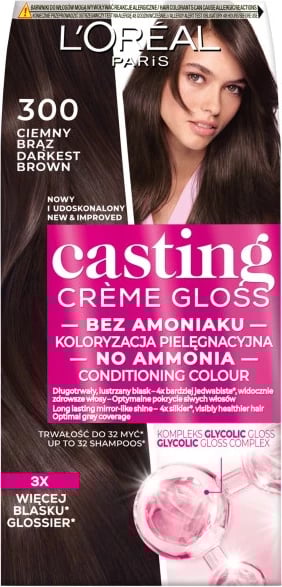 Ngjyrë për flokë L'Oreal Paris Casting Creme Gloss 300 për femra kafe e errët
