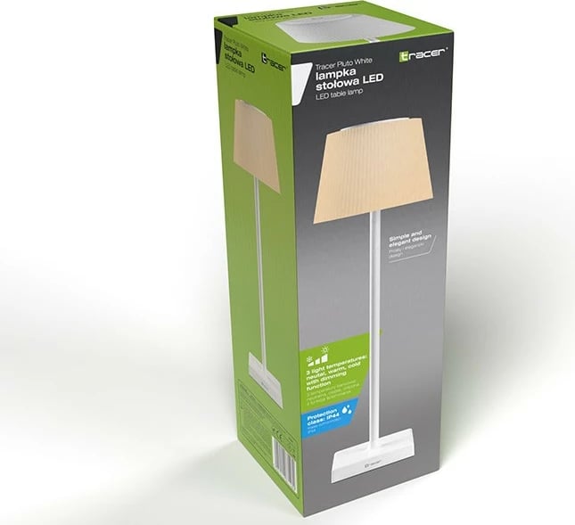 Llambë tavoline Tracer Pluto, LED, bateri e integruar, e bardhë