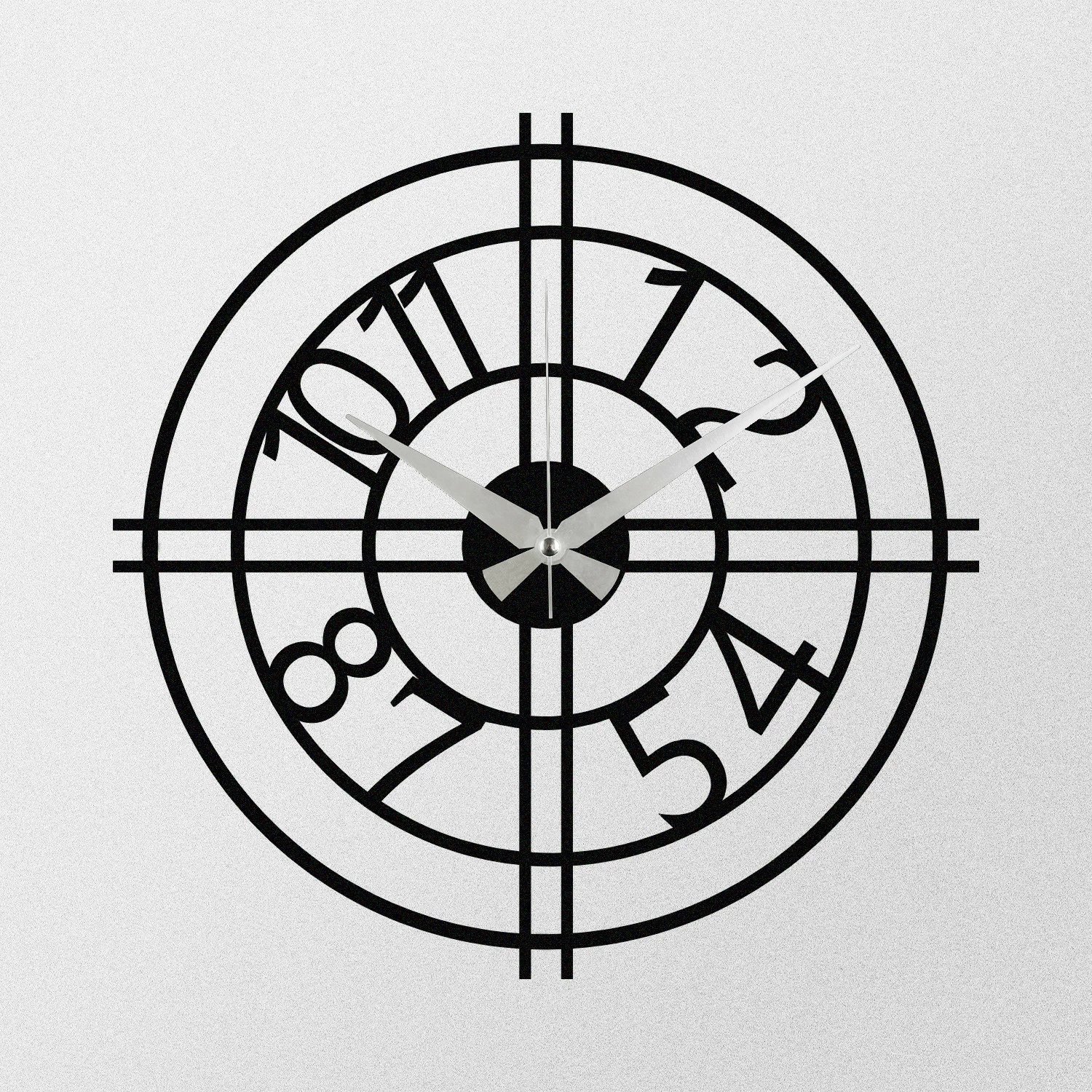 Orë muri dekorative prej metali, Wallity Enzoclock - S010, e zezë, 48x48cm