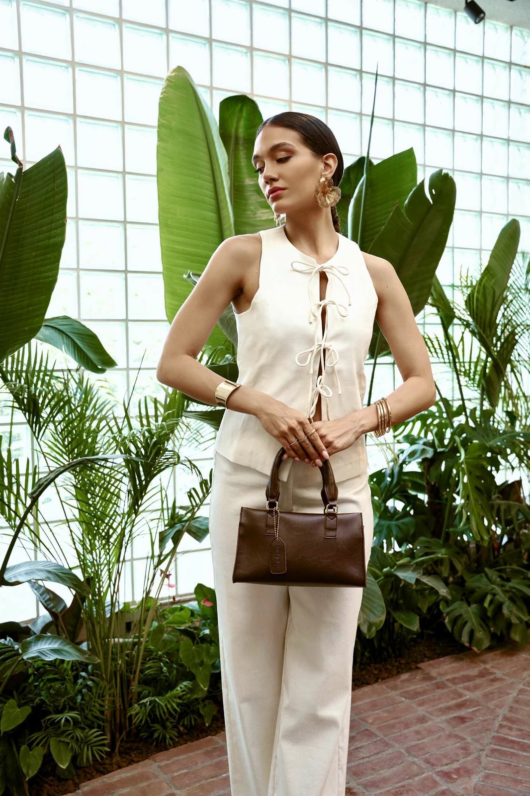 Çantë krahu Lucky Bees, Vivien, ngjyrë kafe