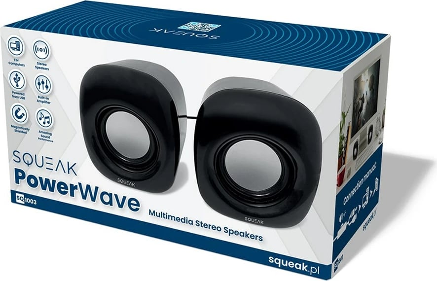 Bokse PC SQUEAK PowerWave SQ1003, 2.0 kanale, të zeza