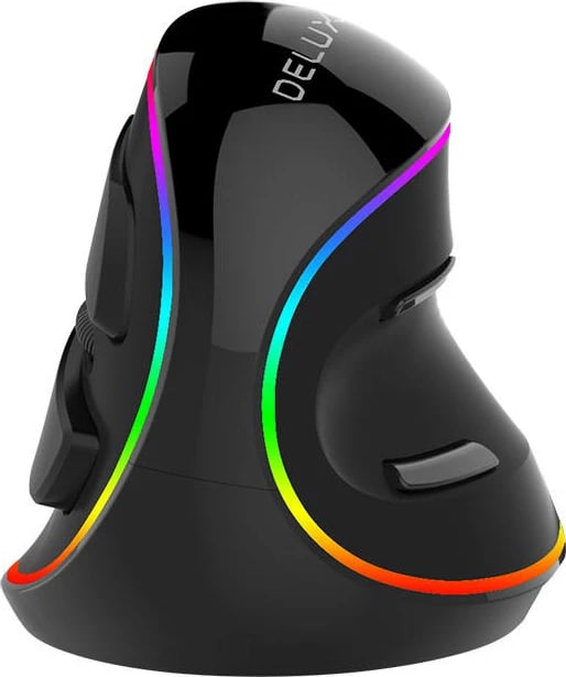 Maus vertikal Delux M618Plus, me kabllo, RGB, i zi/blu
