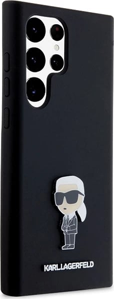 Mbështjellës Karl Lagerfeld Silicone Ikonik Metal Pin për Samsung Galaxy S24 Ultra, i zi