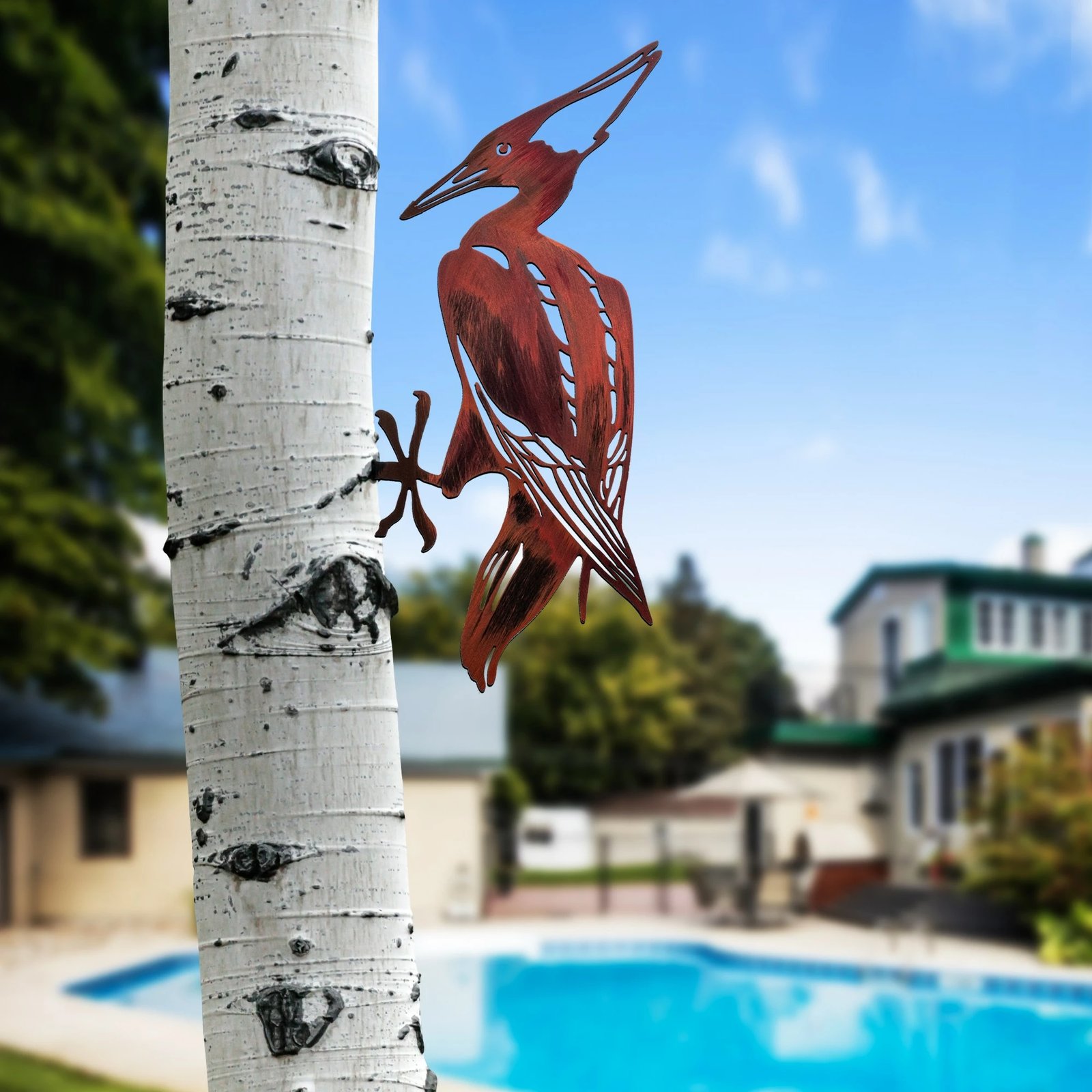 Objekt dekorativ për kopsht, zog në degë, Aberto Design, shumëngjyrësh, 40x22cm