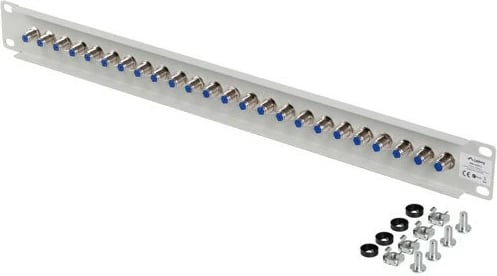 Patch panel Lanberg PPRF-R624-S, 24 porta, 19 inç, tip F, Gri