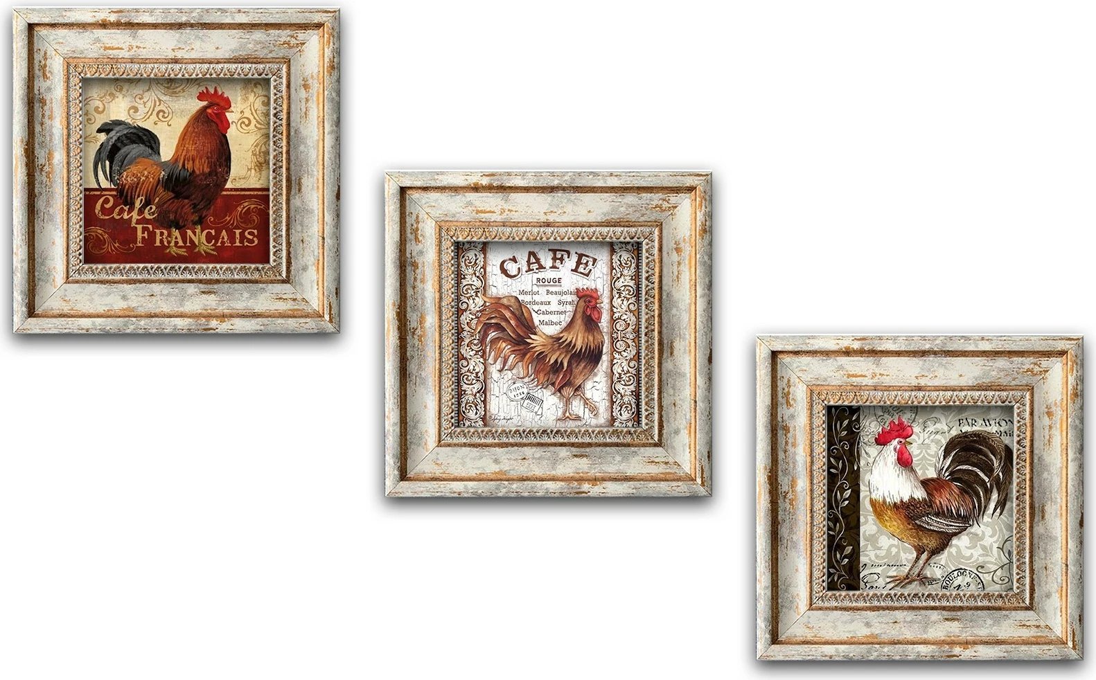 Set pikturash dekorative me kornizë MDF, shumëngjyrëshe, Wallity, Huhu326, 3 copë, 30x30cm