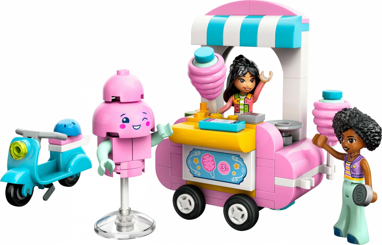 Set ndërtimi LEGO Friends 42643, kioskë sheqerka pambuku dhe skuter, 110 pjesë, shumëngjyrësh