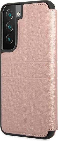 Mbështjellës Guess Saffiano Stripes për Samsung Galaxy S22+, rozë