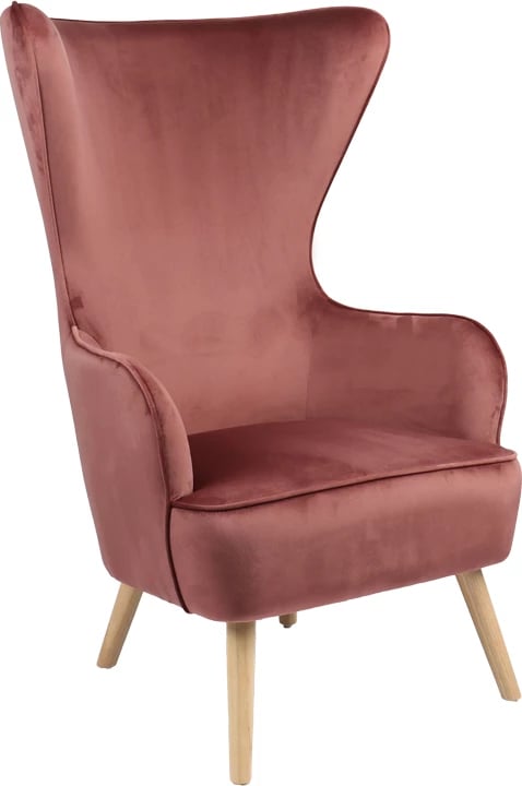 Fotel Byfon, kadife, ngjyrë mollë e kalbur, këmbë druri natyrale, 76x83x117cm