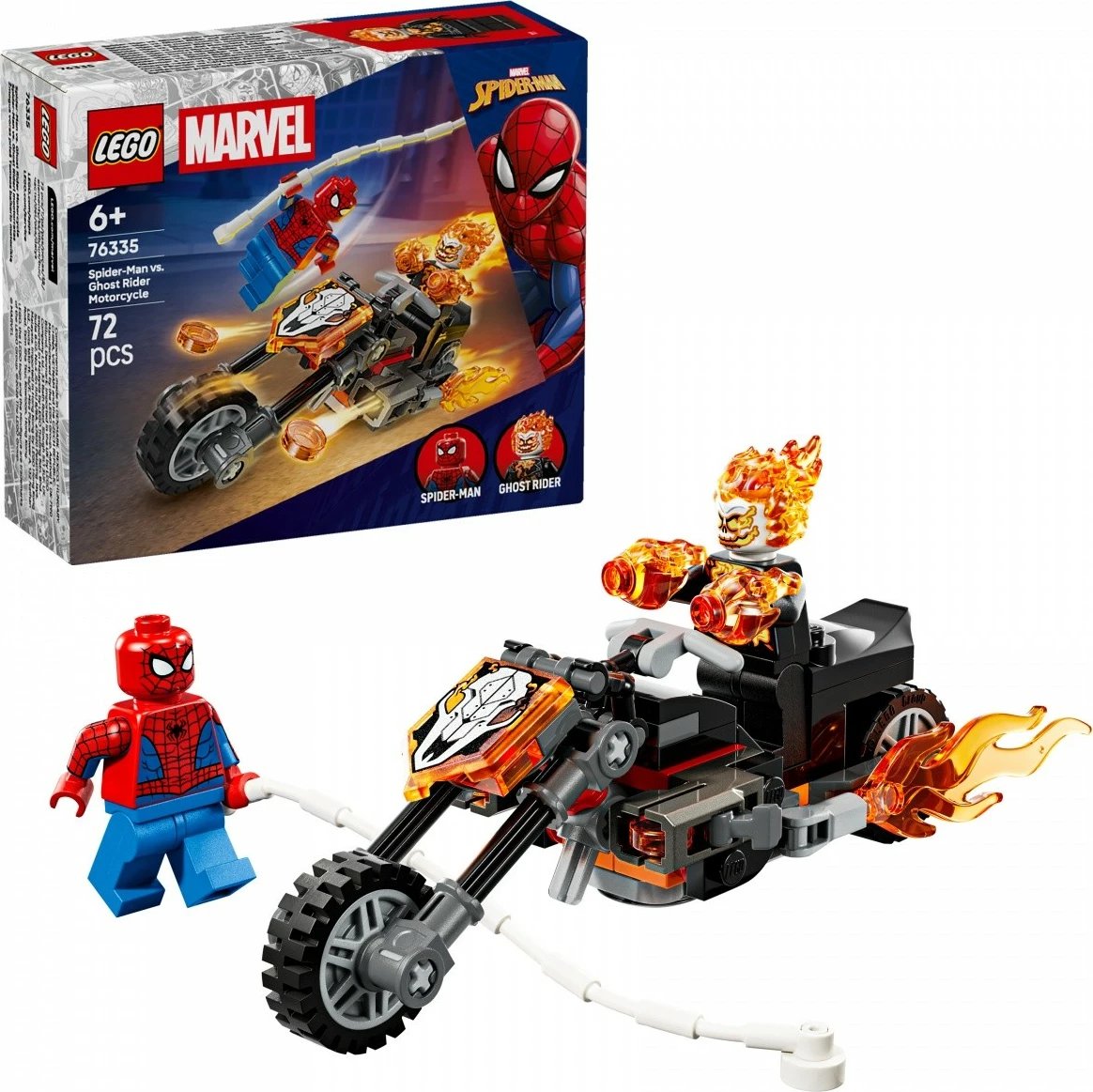 Set ndërtimi LEGO Marvel 76335 Spider-Man vs Ghost Rider, 72 pjesë, 6+, set i vogël