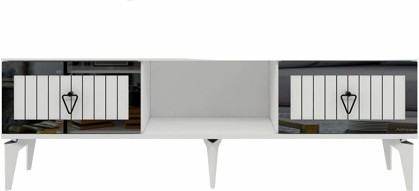 Komodë TV Skye Decor, Linda, e bardhë, argjend