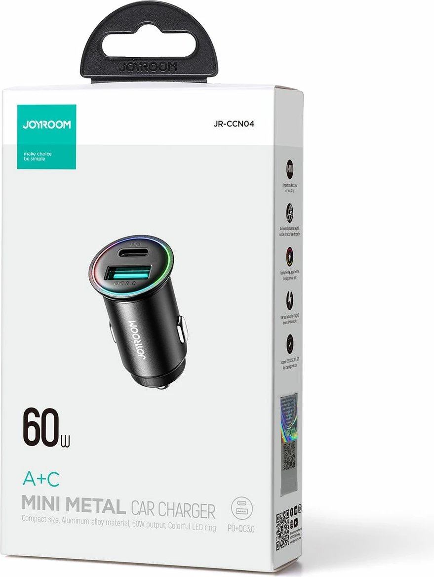 Karikues veture Joyroom JR-CCN04, 60W, 2 porta USB-A/USB-C, zi