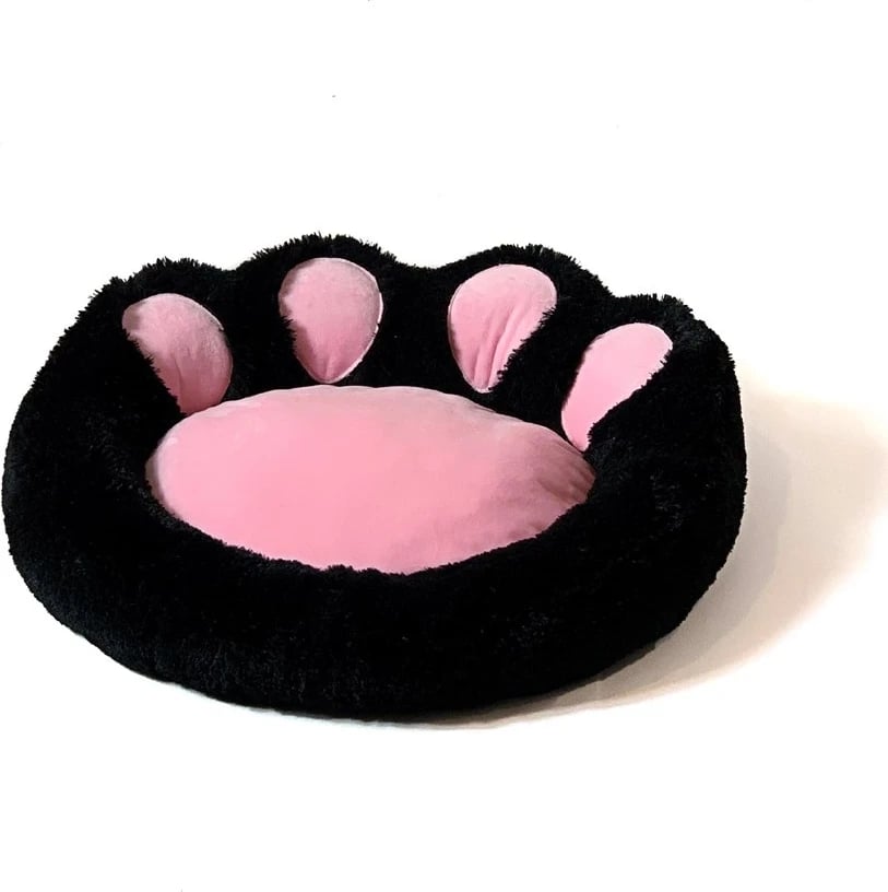 Shtrati për qen dhe mace Go Gift, L - zi me rozë - 55x55 cm
