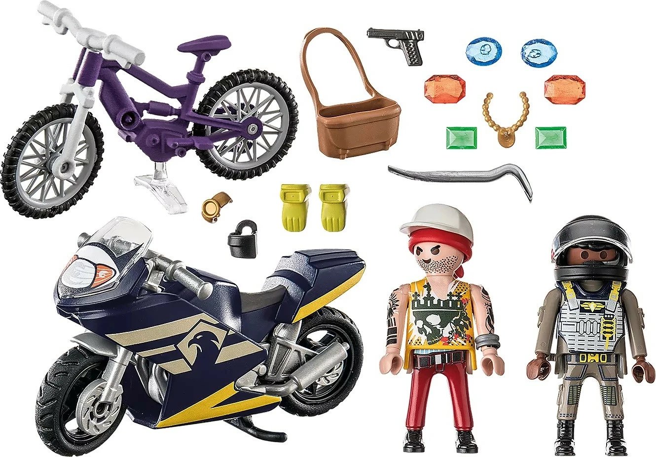 Set lodrash Playmobil City Action 71255, figurina polic dhe hajdut, 27 pjesë