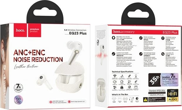 Kufje wireless HOCO EQ23 PLUS II, in-ear, Bluetooth, milky white