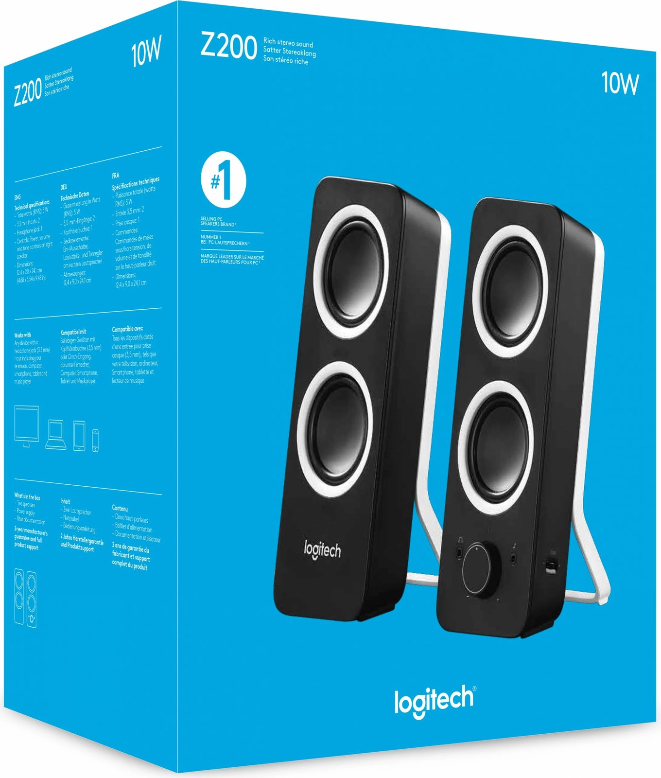 Altoparlantë Logitech Z200, 2.0 kanale, 5W, lidhje me kabllo, e zezë