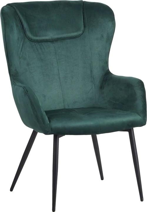 Fotelje me tabure Rueda kadife ngjyrë e gjelbër e errët me këmbë metalike të zeza 71.5x66.5x99cm