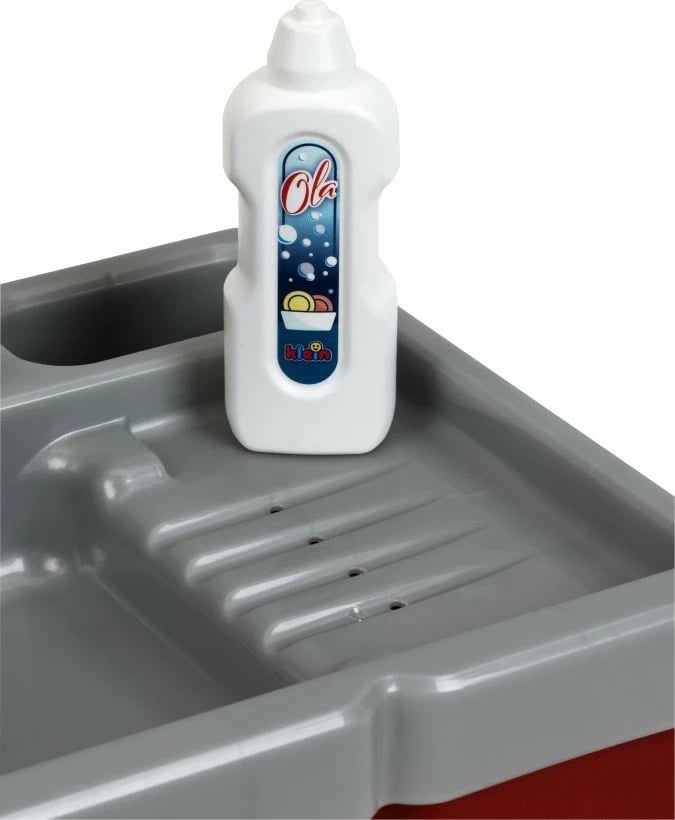 Lavaman kuzhine lodër, Klein 7110, pompë uji dhe drita/tinguj, set aksesorësh, e kuqe/argjendtë/zezë