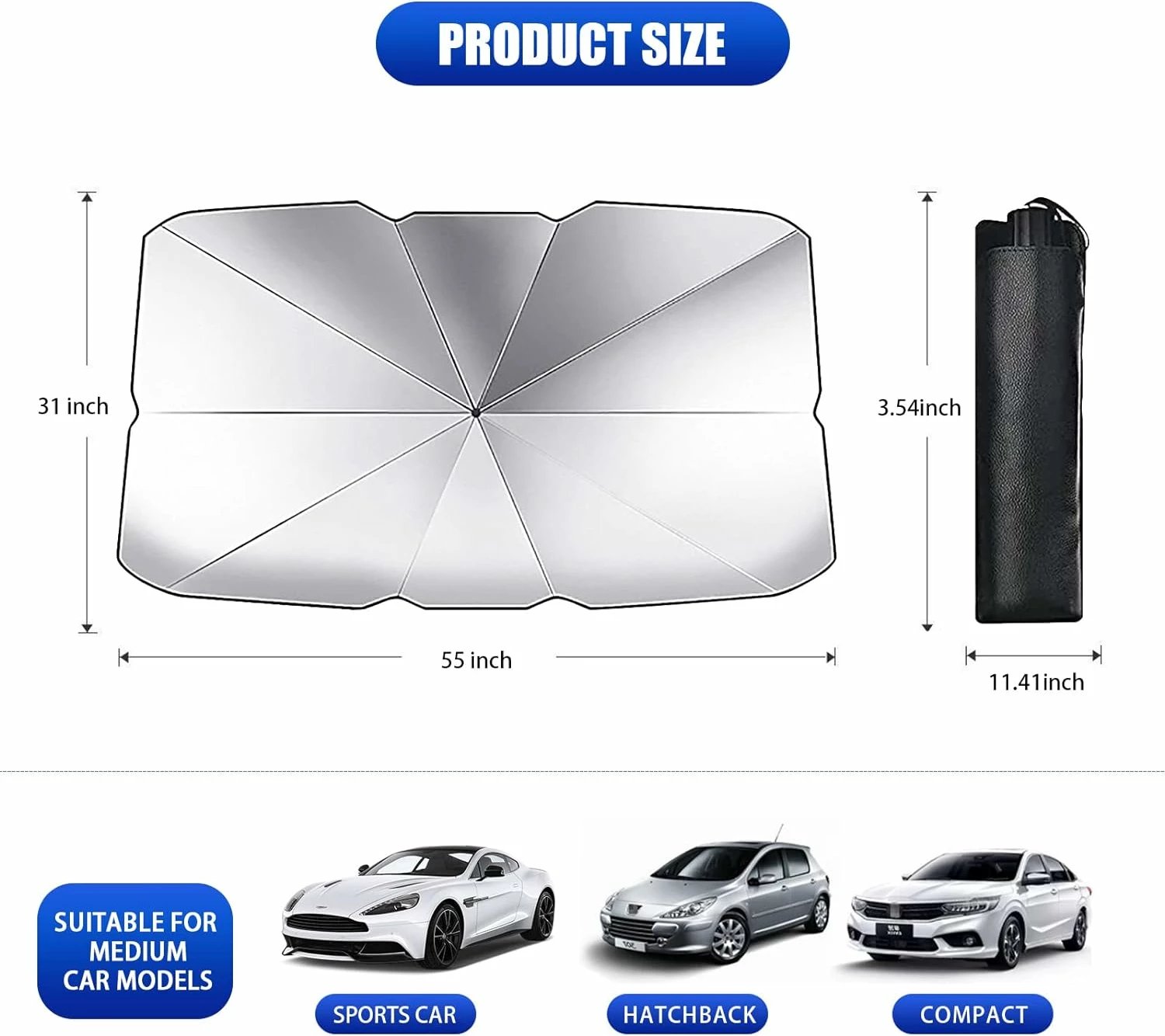 Ombrellë mbrojtëse nga rrezet e diellit për makinë, S