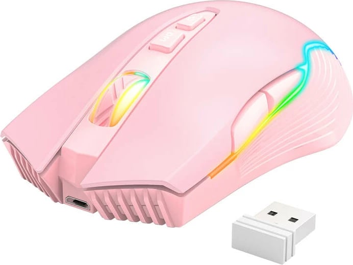 Maus wireless për gaming ONIKUMA CW905, 2.4G, 7 butona, RGB, Rozë