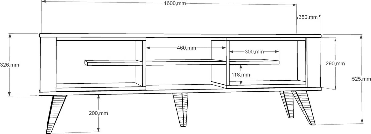 Komodë TV Skye Decor, ngjyrë lis dhe e bardhë, Ionis