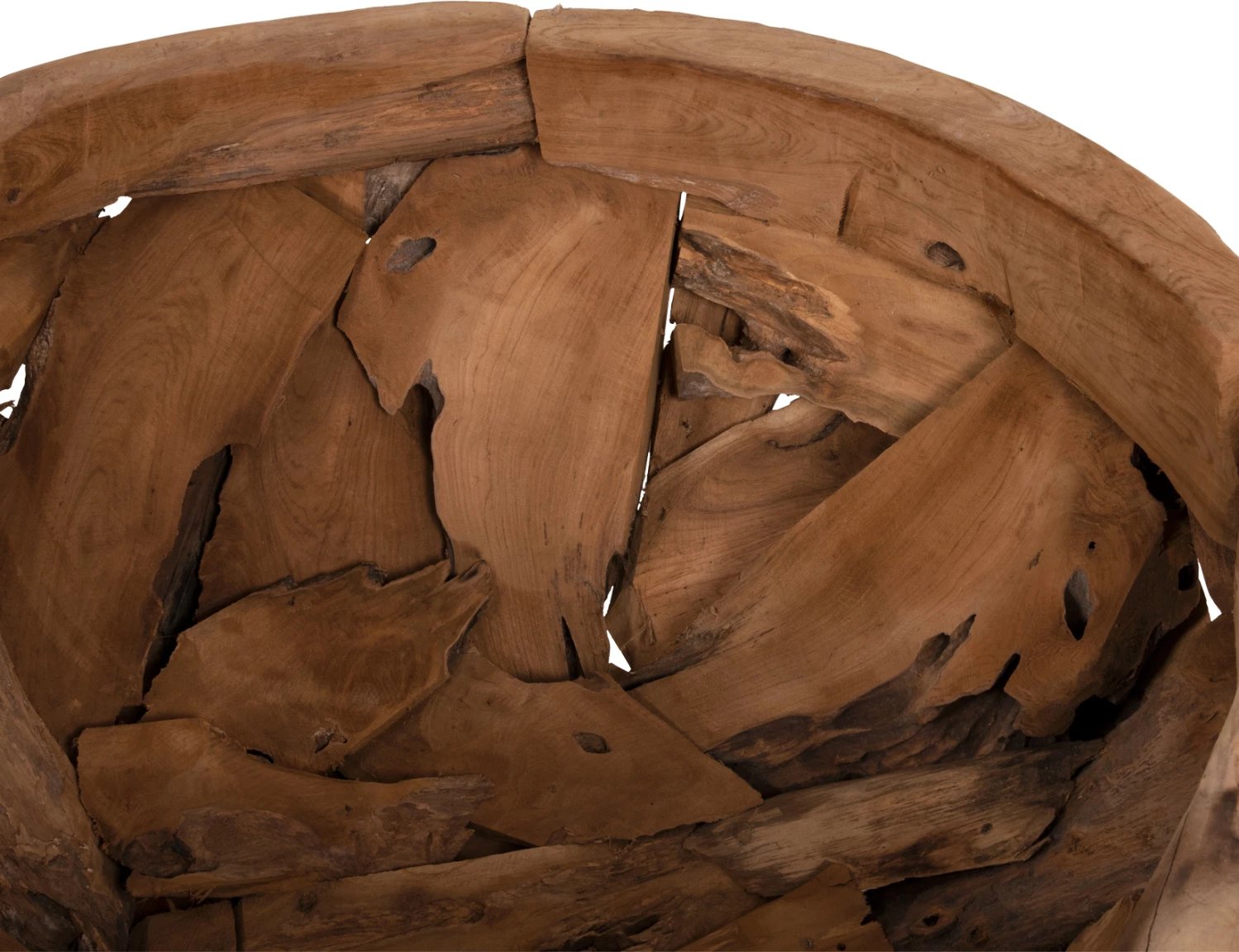 Tavolinë kafeje rrethore, copa rrënjë tik natyrale, FH4279, Φ100x43.5cm