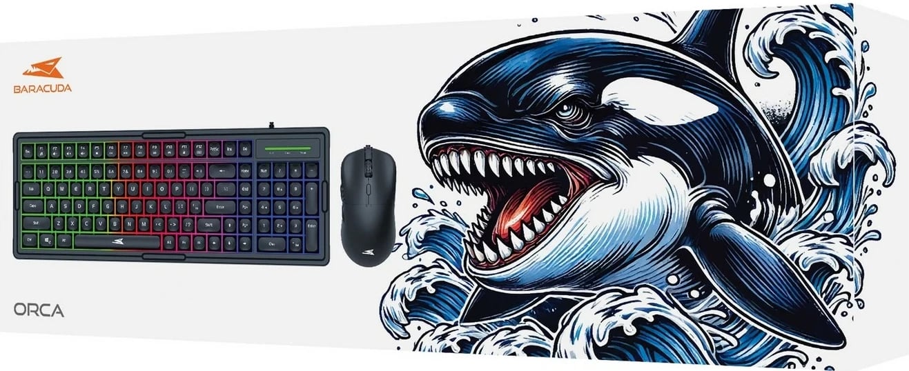 Tastierë me maus Baracuda Orca BGC-011, RGB, me kabllo, e zezë