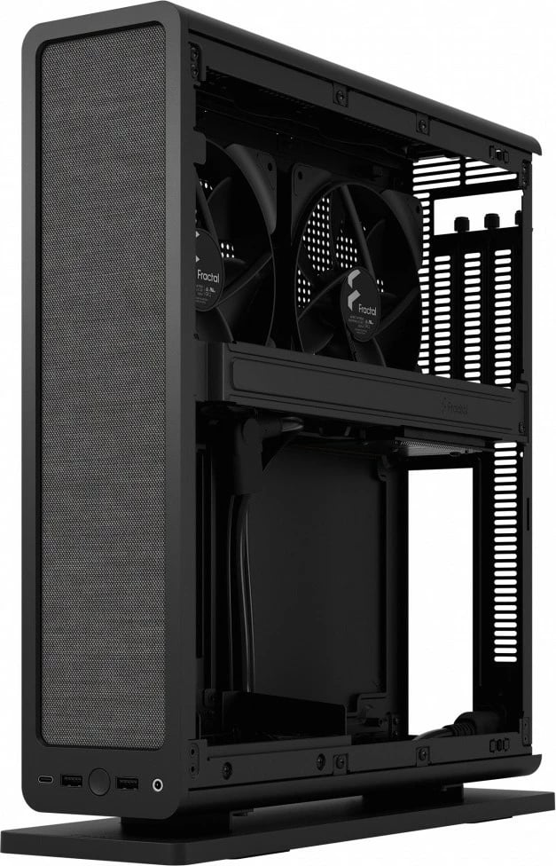 Kasë Fractal Design Ridge Black, Mini ITX, Tower Slim, 4x 2.5" drive, e zezë