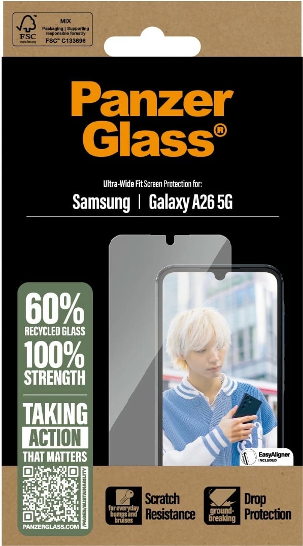 Mbrojtës ekrani PanzerGlass për Samsung Galaxy A26 5G, transparent