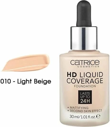 Krem pudër Catrice HD Liquid Coverage, 010 Light Beige, 30 ml