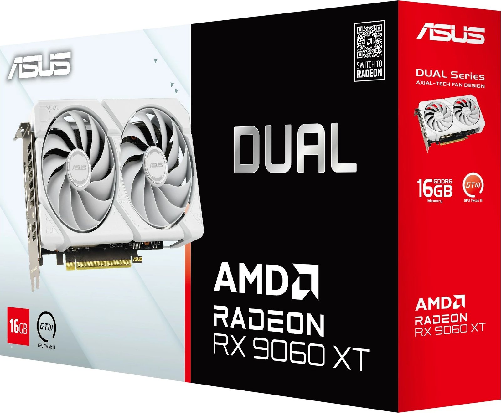 Kartelë grafike ASUS RX 9060 XT DUAL 16GB GDDR6 e bardhë