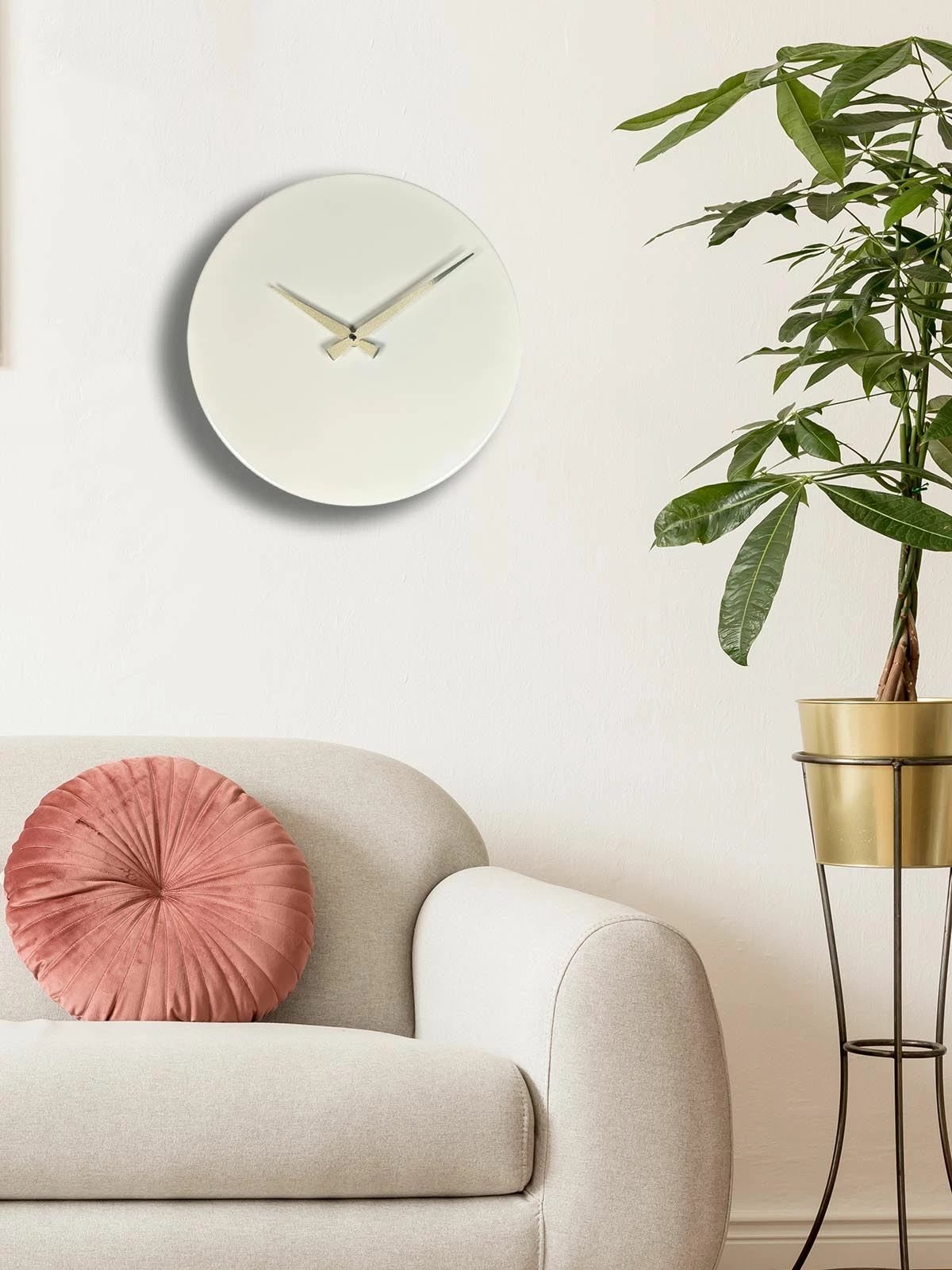 Orë muri dekorative metalike, Wallity, ngjyrë krem, 35cm