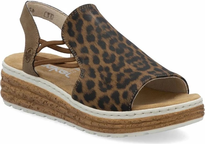 Sandale platforme femra Rieker 62741-90, leopard bezhë