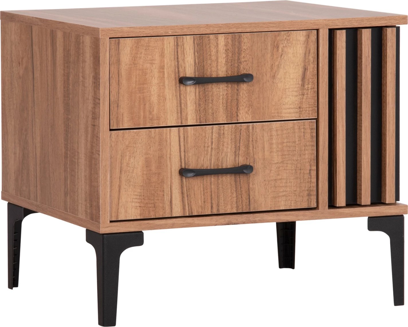 Komodinë nate HARRY FH2487.01 melaminë ngjyrë druri natyral-e zezë 55x43x48Hcm.