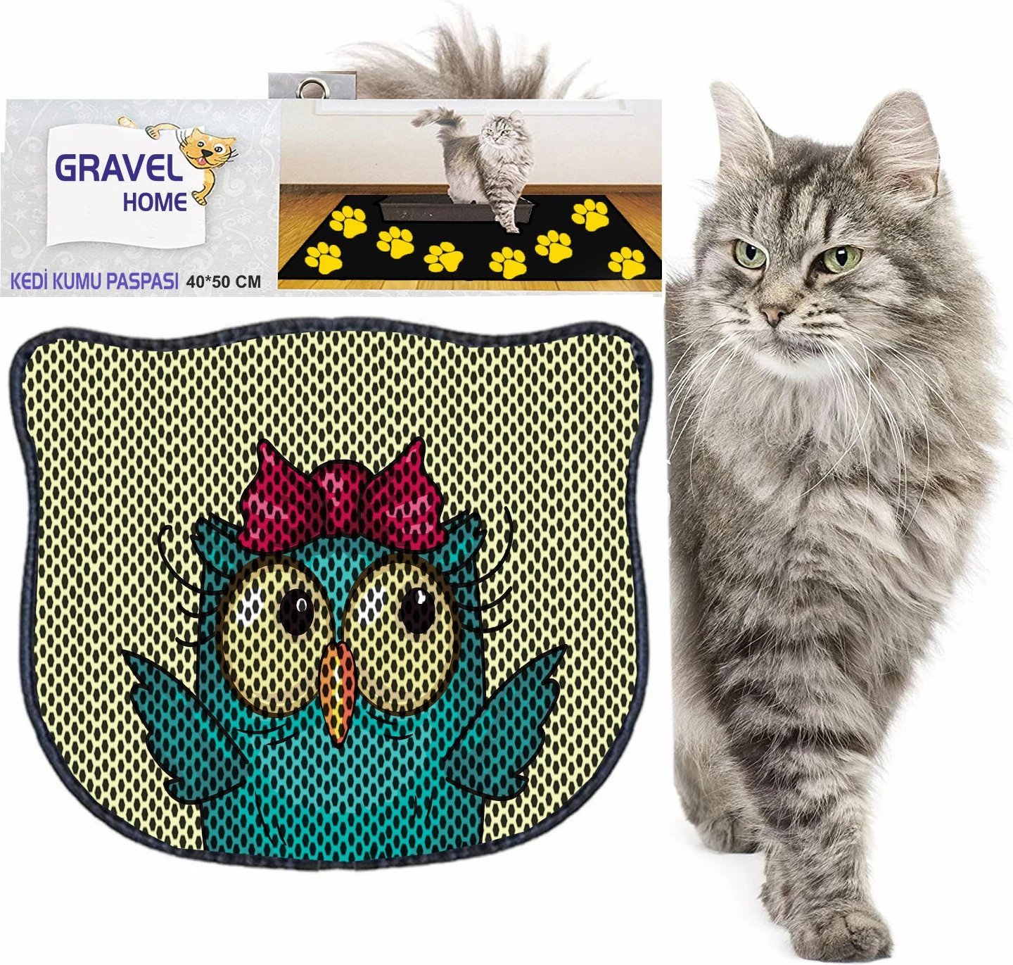 Tapet për rërë mace, shumëngjyrësh, Paws & Whiskers, Kdkafa0079, 40x50cm