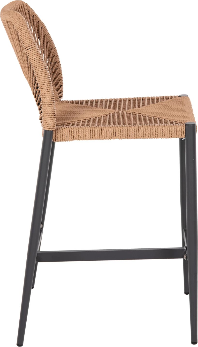 Karrige për bar, lartësi mesatare, FH5920.02, gri e errët, alumin me ratan sintetik, bezhë, 46x58x95 cm