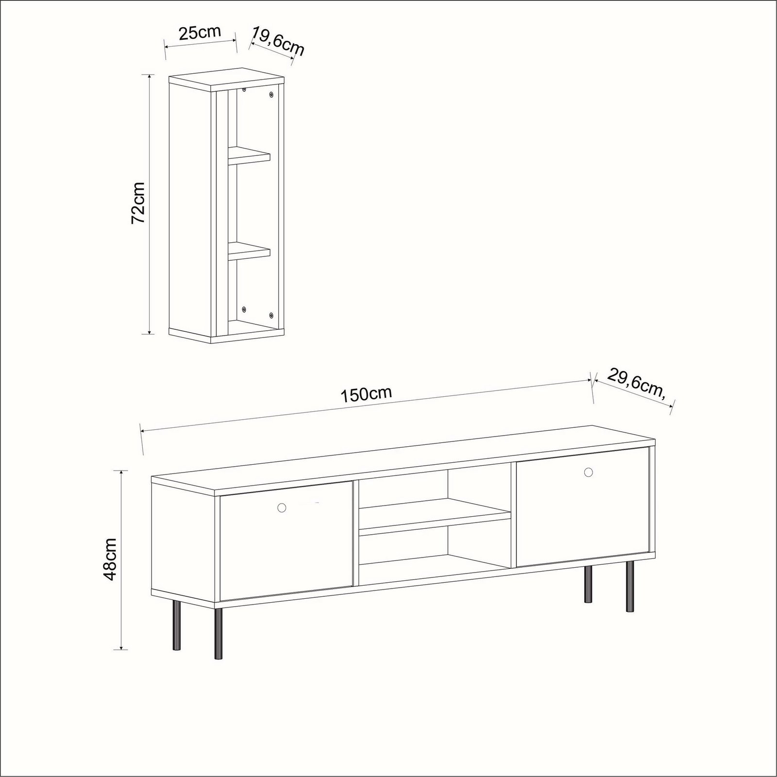 Komodë TV Skye Decor, e bardhë